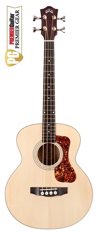 Guild Guitars Jumbo Jr Bass Flame Maple Acoustic Bass, Antique Blonde, Arched back Solid Sitka Spruce Top