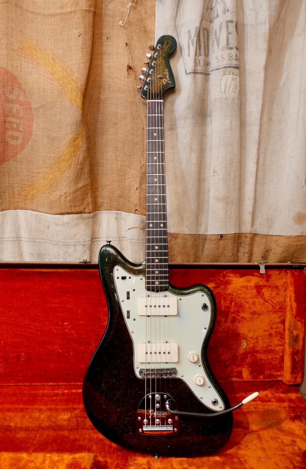 1962 Fender Jazzmaster Green Sparkle Badass Refin