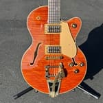 Gretsch Electromatic™ LTD Flame Okoume Broadkaster® Jr. Single -Cut with Bigsby®, Rosewood Fingerboard, Roundup Orange