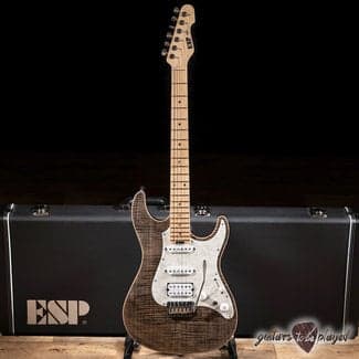ESP Guitars ESP Japan Original Snapper CTM Flamed Top Maple Neck Guitar – See Thru Black