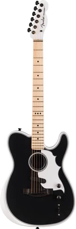 Fender Jack White Triplesonic Acoustasonic Telecaster Satin Arctic White with Black Top