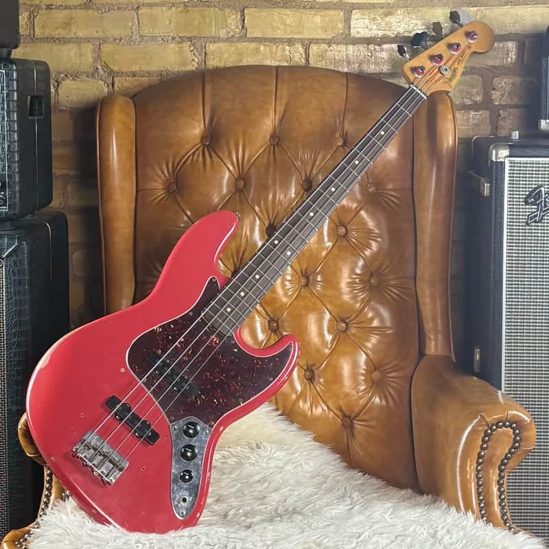 2015 Fender Road Worn '60s Jazz Bass Fiesta Red Electric Bass Guitar!