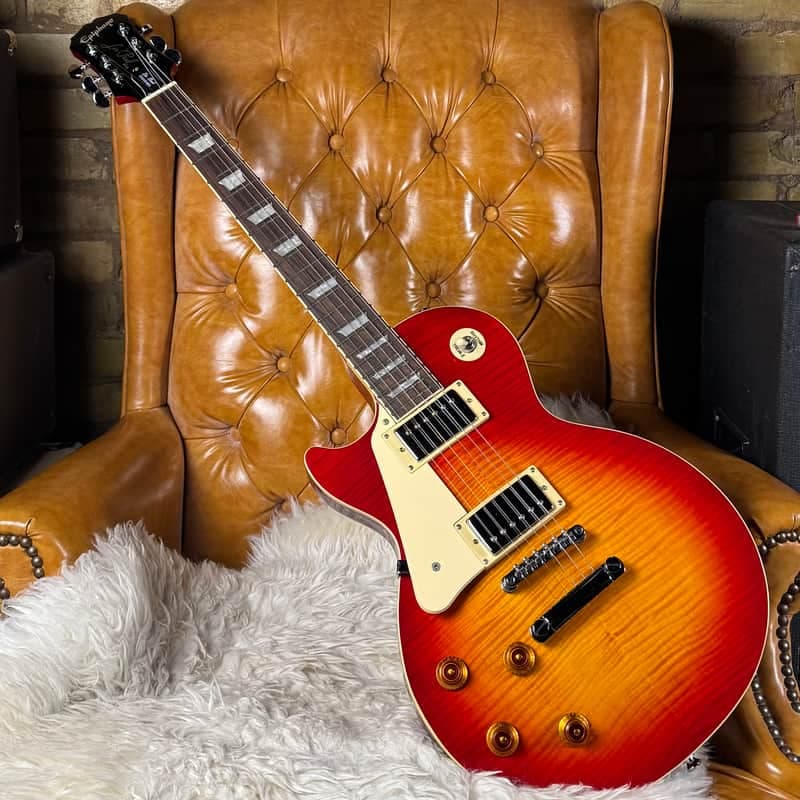 2004 Epiphone Les Paul Standard Left Handed Cherry Sunburst Electric Guitar W/ Gigbag!