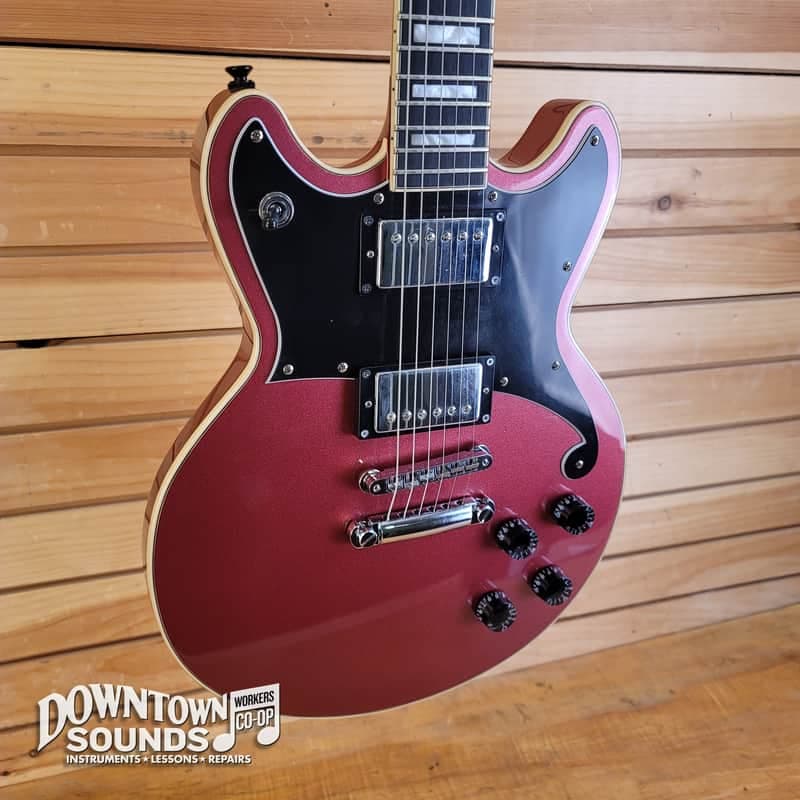 D'Angelico Premier Brighton Electric Guitar with D'Angelico Big Bag - Oxblood, 6lbs 8oz