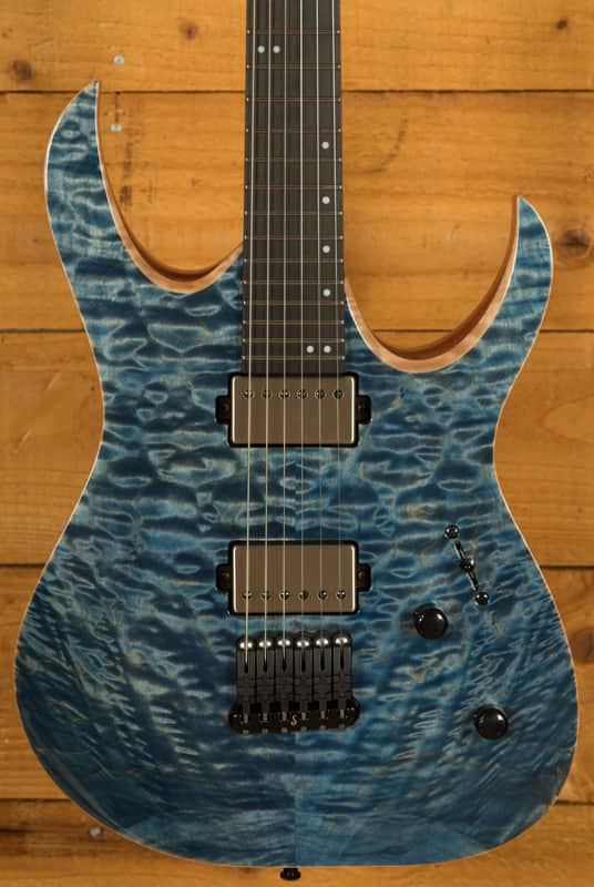Mayones Duvell Elite 6 - Ebony - Light Blue Spirit Gloss