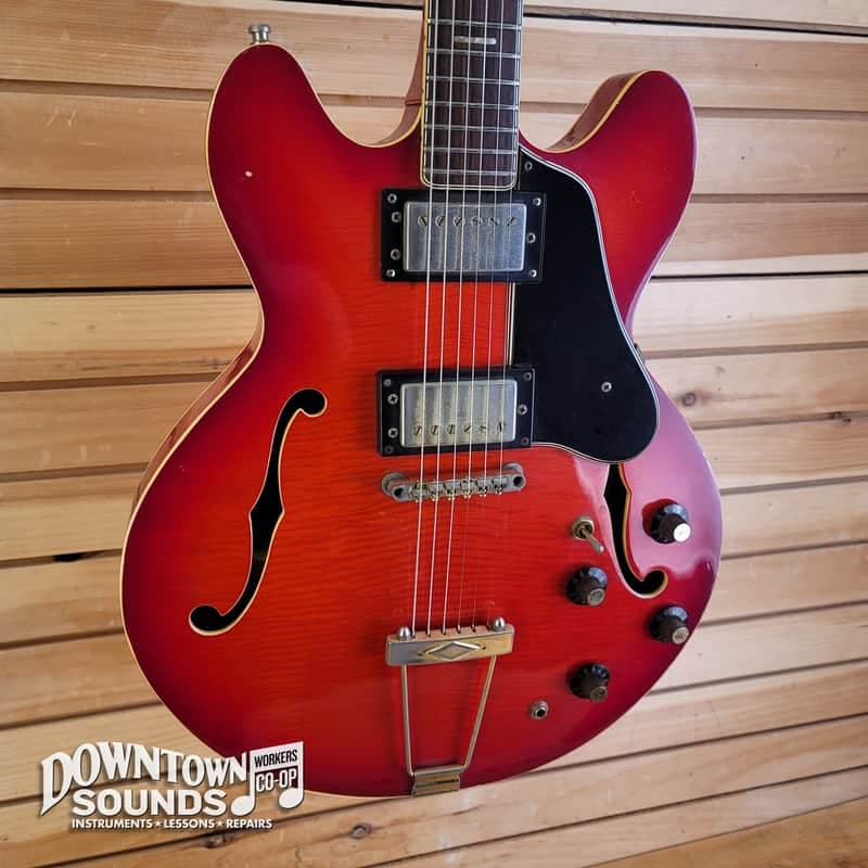 Aria HF 5502 Semi Hollow Electric Guitar with Hard Case - Red, 7lbs 10oz