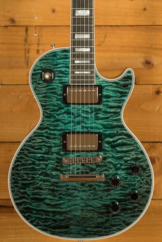 Gibson Custom Les Paul Custom 7A Quilt | Trans Blue Stain Gloss