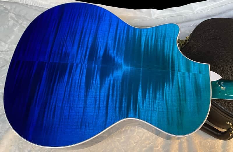 NEW ! Taylor 614ce Custom Acoustic-Electric Guitar - Natural Top - Blue Fade Back and Sides - AAAAA Flamed Maple - Authorized Dealer - G05922 - 4.7lbs
