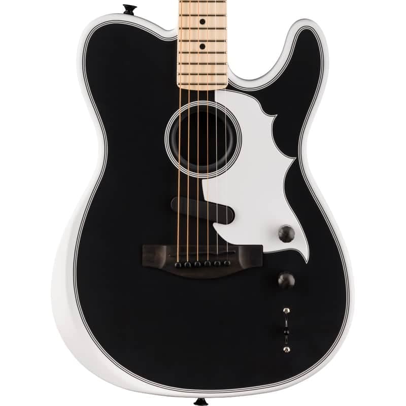 Fender Jack White Triplesonic Acoustasonic Telecaster Satin Arctic White with Black Top