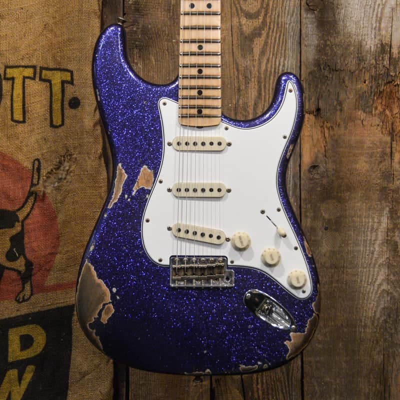 Fender Custom Shop '68 Strat w/ Maple Fingerboard - Midnight Purple Sparkle Heavy Relic