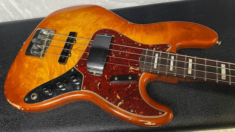 NEW! Fender Artisan Maple Monster Burl Jazz Bass Relic AAA Rosewood - Roasted AA Flamed Maple Neck - Honey Burst Finish - 9.3lbs - Authorized Dealer - G06940
