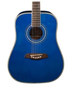 Oscar Schmidt OGHSTBL-A 1/2 Dreadnought Acoustic Guitar. Trans Blue